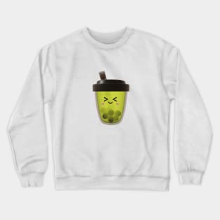 Adorable little green tea boba drink! Crewneck Sweatshirt